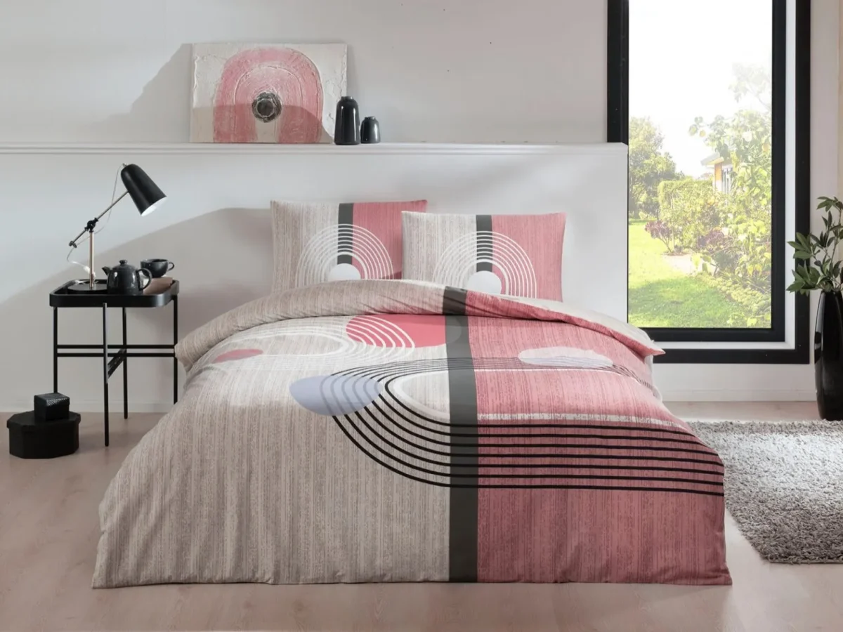 Lenjerie cu elastic 160x200cm TAC 100% bumbac ranforce Alex Roz
