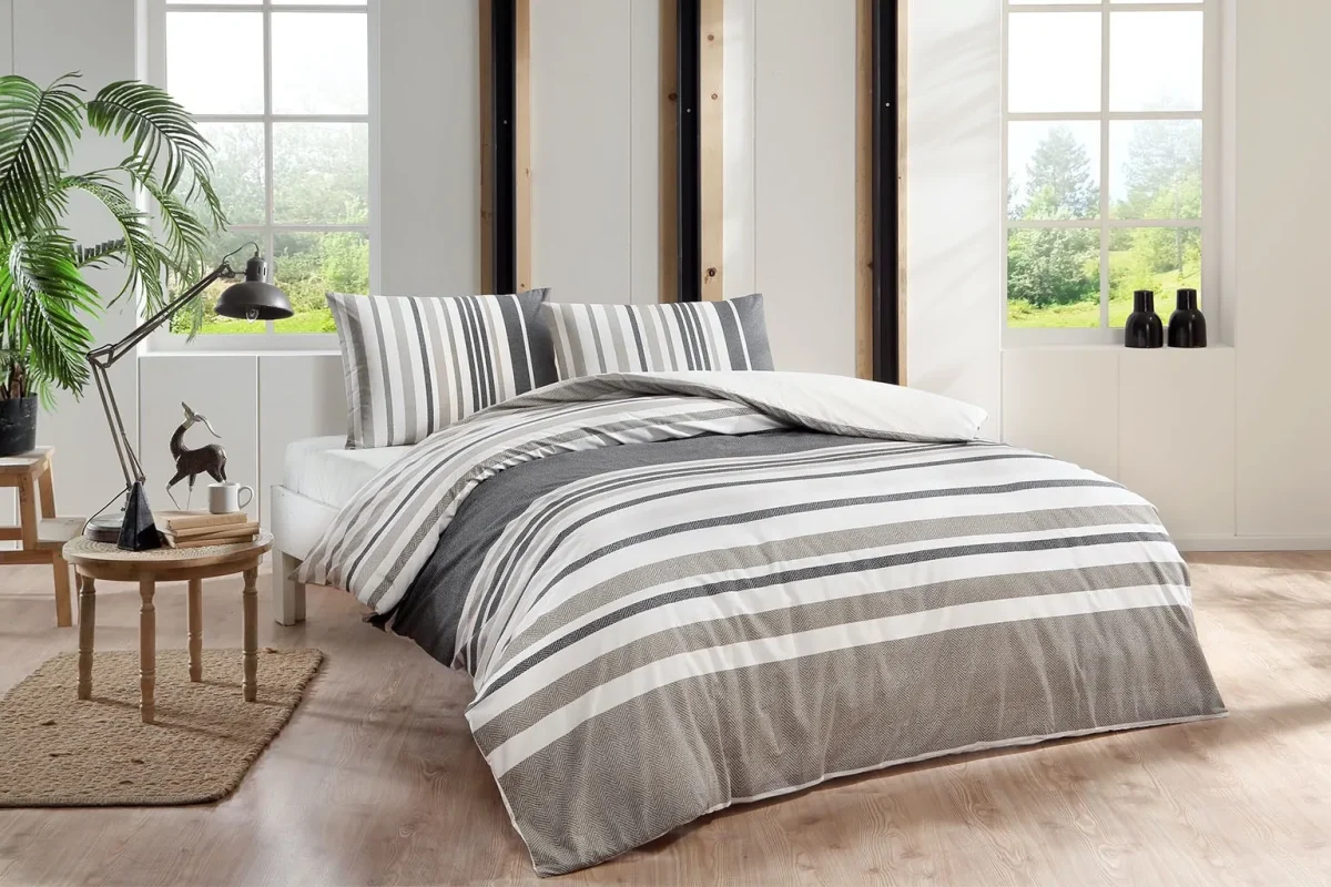 Lenjerie cu elastic 160x200cm TAC 100% bumbac ranforce Echo Maro