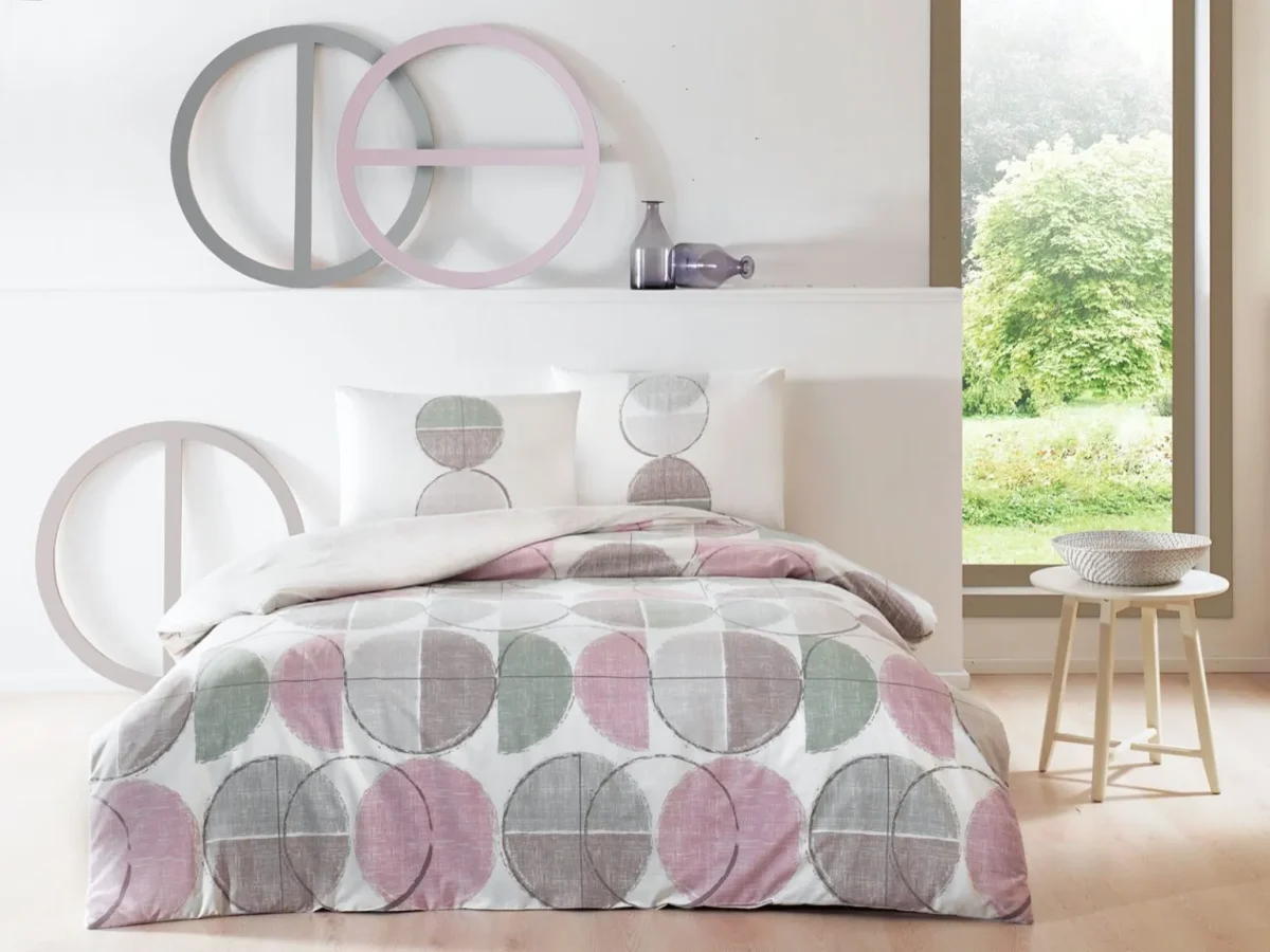 Lenjerie cu elastic 160x200cm TAC 100% bumbac ranforce Logan Yesil
