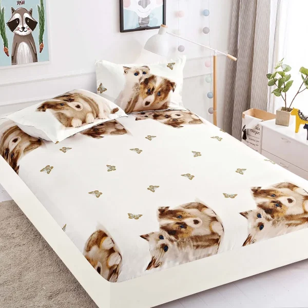 Husa de pat cu elastic 180x200 Finet + 2 fete perna JHPE180E09