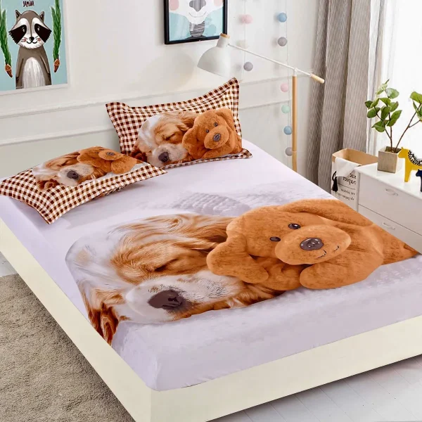 Husa de pat cu elastic 160×200 Finet 3D + 2 fete perna JHPE160E05