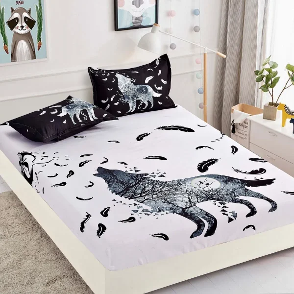 Husa de pat cu elastic 160×200 Finet 3D + 2 fete perna JHPE160E06
