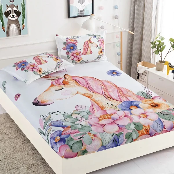 Husa de pat cu elastic 160×200 Finet 3D + 2 fete perna JHPE160E10