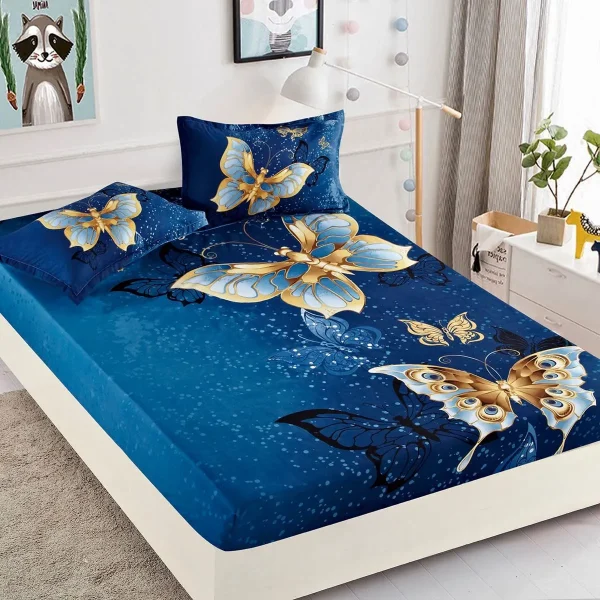 Husa de pat cu elastic 160×200 Finet 3D + 2 fete perna JHPE160E11