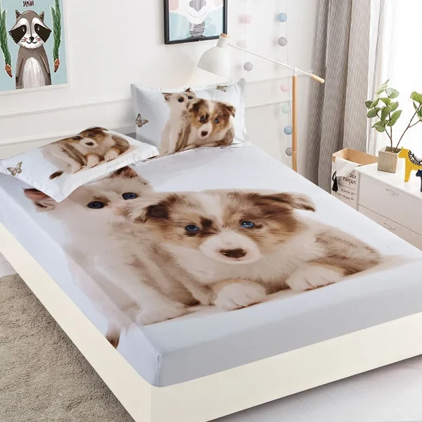 Husa de pat cu elastic 160×200 Finet 3D + 2 fete perna JHPE160E17