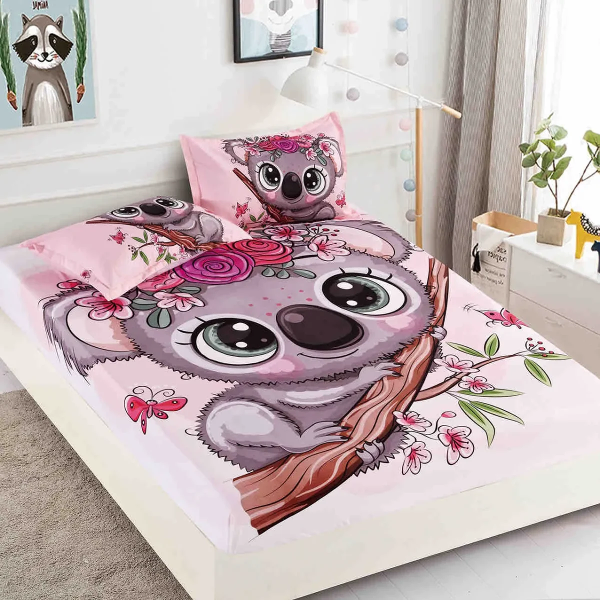 Husa de pat cu elastic 160×200 Finet 3D + 2 fete perna JHPE160E22