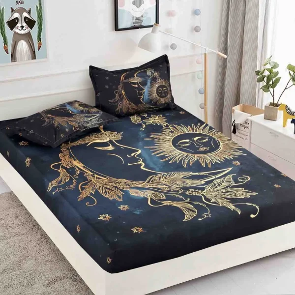 Husa de pat cu elastic 160×200 Finet 3D + 2 fete perna JHPE160E25