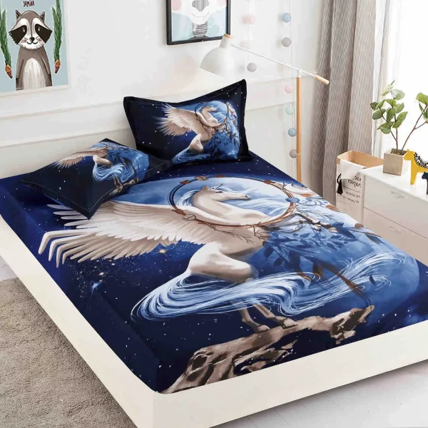 Husa de pat cu elastic 160×200 Finet 3D + 2 fete perna JHPE160E27