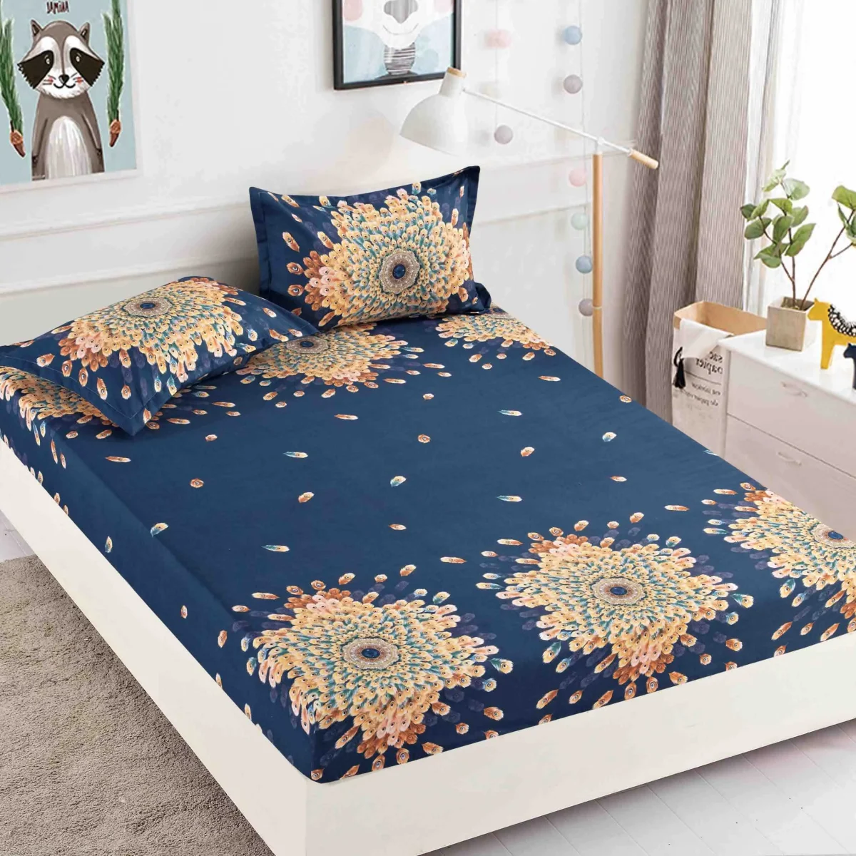 Husa de pat cu elastic 180x200 Finet + 2 fete perna JHPE180E25