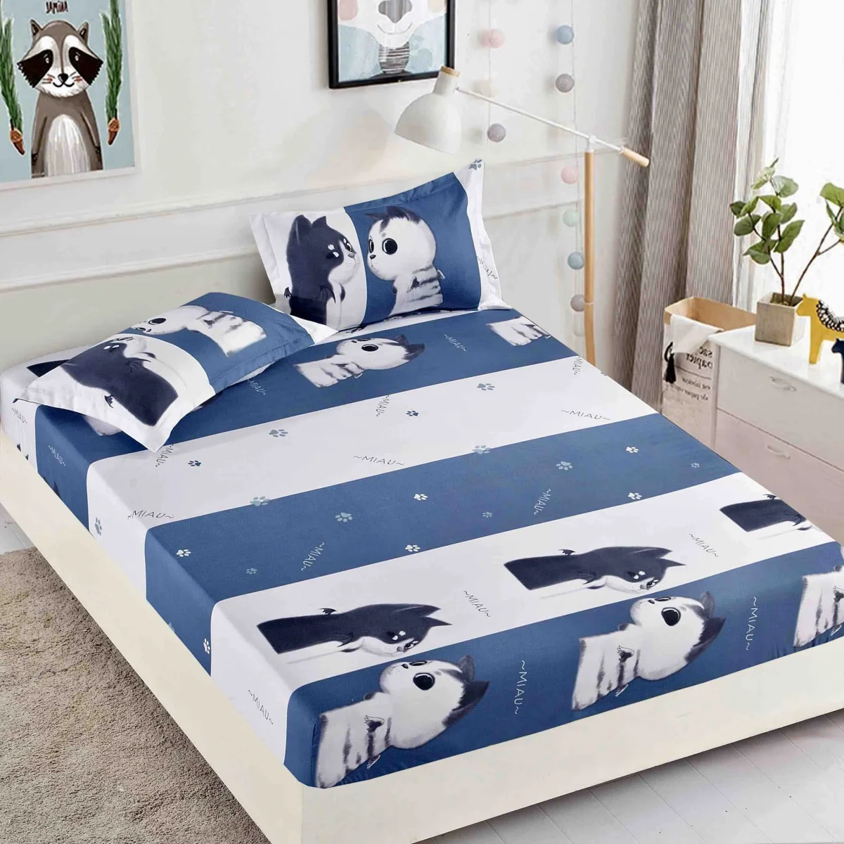Husa de pat cu elastic 180x200 Finet + 2 fete perna JHPE180E17