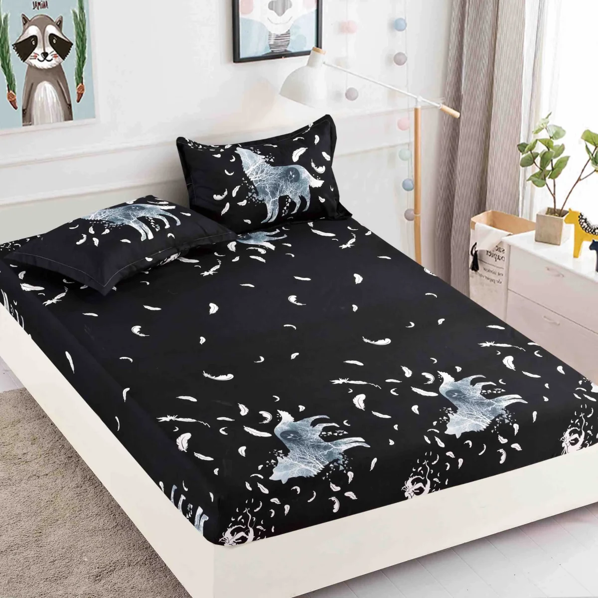 Husa de pat cu elastic 180x200 Finet + 2 fete perna JHPE180E18