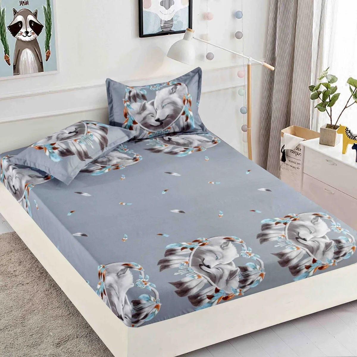 Husa de pat cu elastic 180x200 Finet + 2 fete perna JHPE180E19