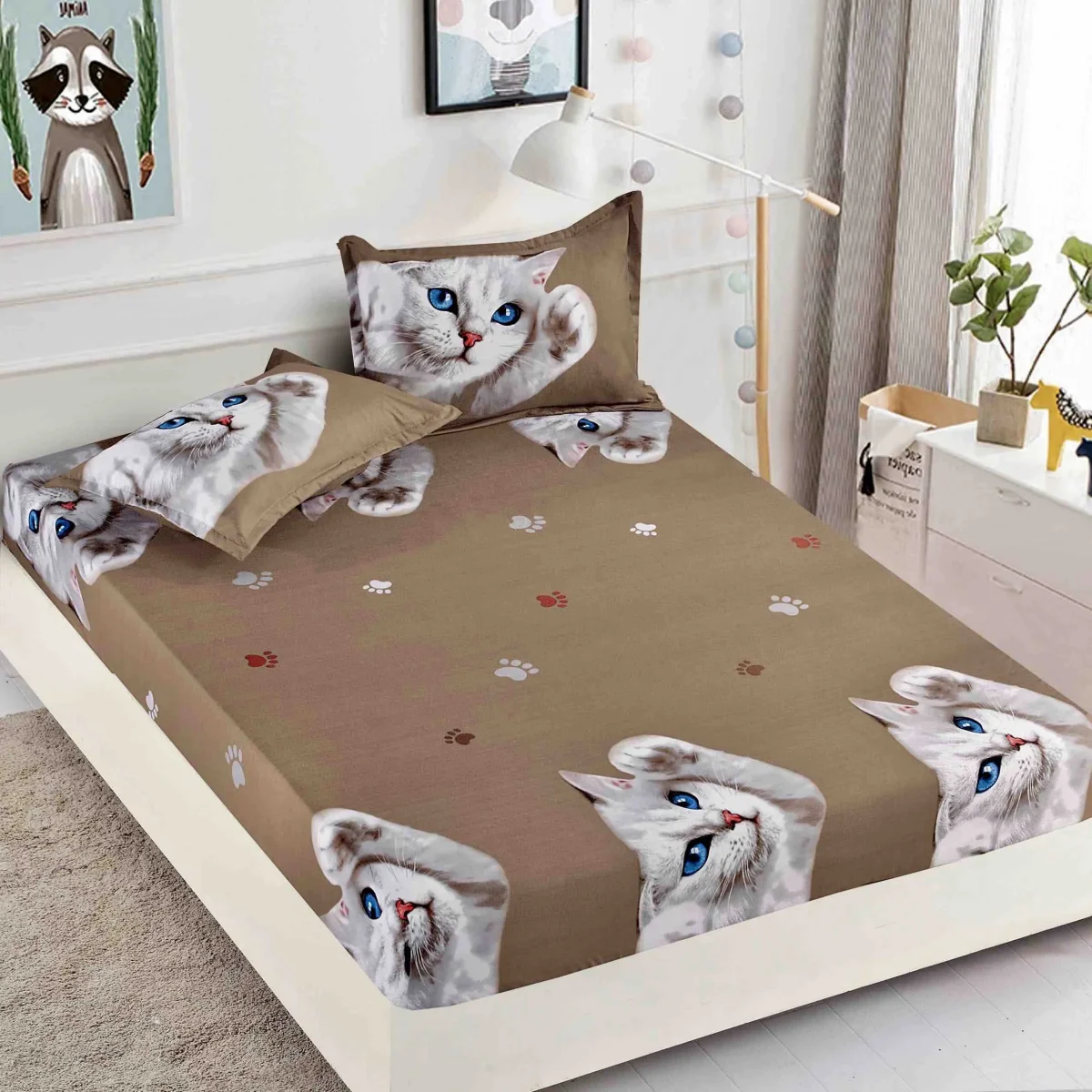 Husa de pat cu elastic 180x200 Finet + 2 fete perna JHPE180E23