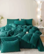 Lenjerie de pat dublu Jacquard Finet 6 piese Verde JLJF01