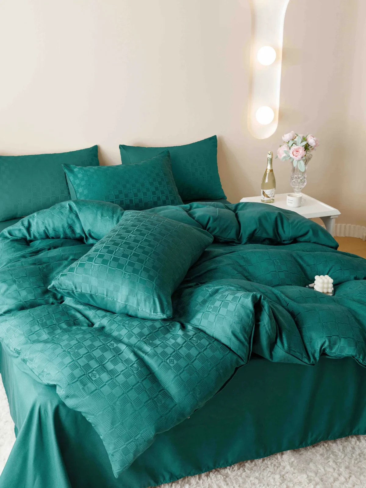 Lenjerie de pat dublu Jacquard Finet 6 piese Verde JLJF01