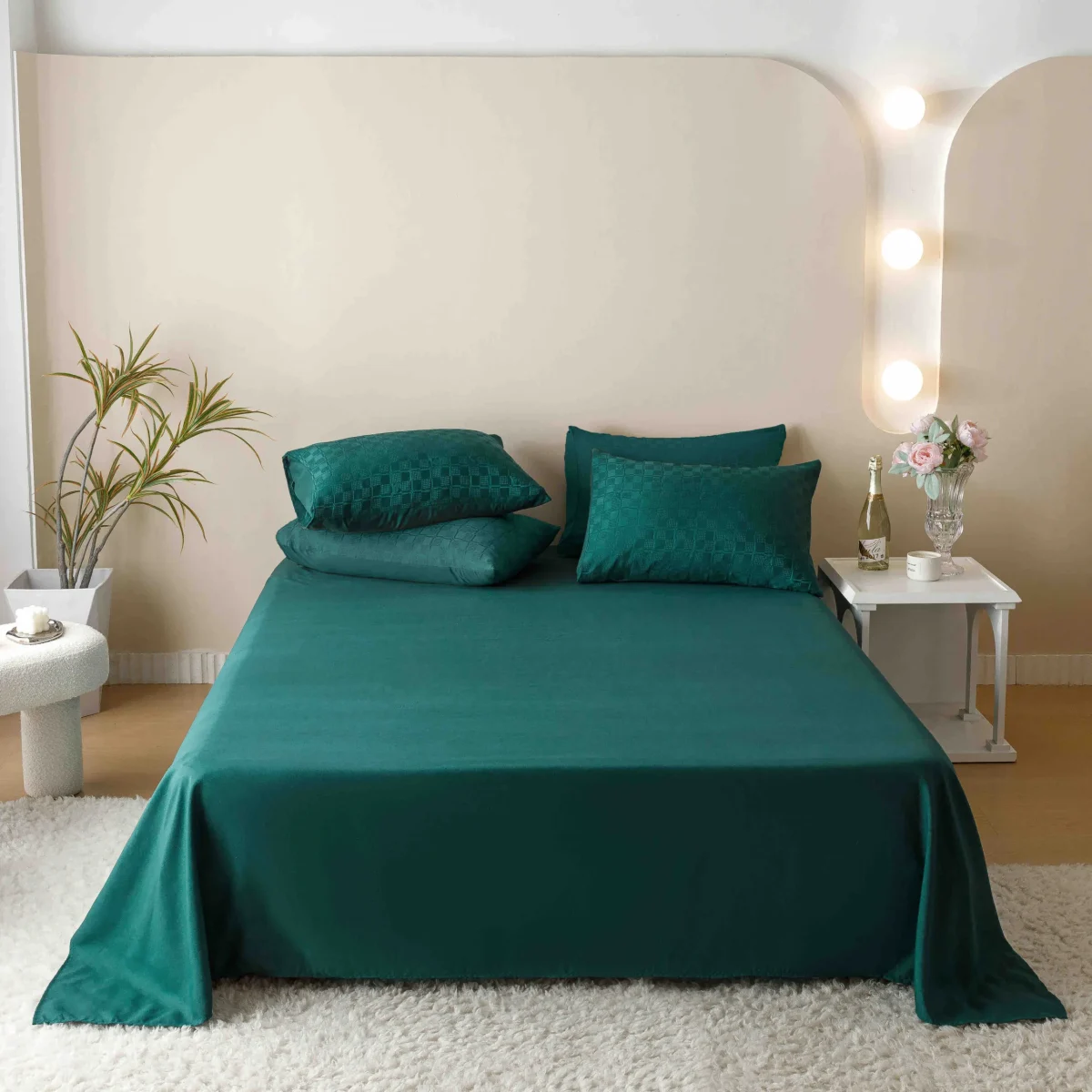Lenjerie de pat dublu Jacquard Finet 6 piese Verde JLJF01