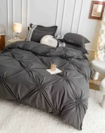 Lenjerie dublă finet cu broderie Deluxe 6 piese Gri JLFIBG