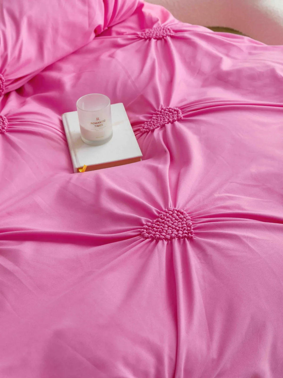 Lenjerie dublă finet cu broderie Deluxe 6 piese Fuchsia JLFIBF