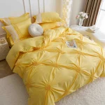 Lenjerie dublă finet cu broderie Deluxe 6 piese Galben JLFIBGA