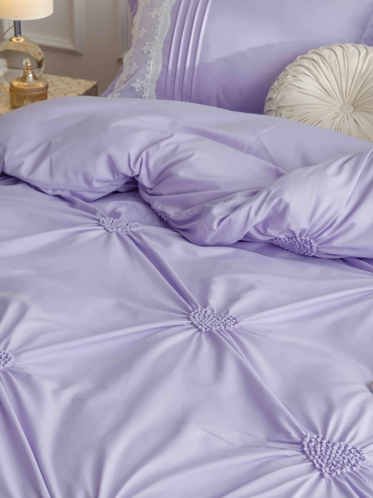 Lenjerie dublă finet cu broderie Deluxe 6 piese Lila JLFIBL