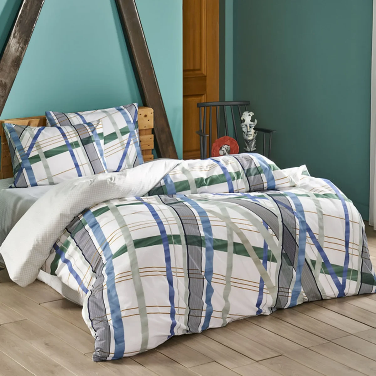Lenjerie cu elastic 160x200cm TAC 100% bumbac ranforce Fisher
