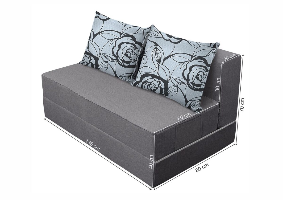 Canapea extensibila Urban Living, 136x80x40 cm Grey/Grey Flower