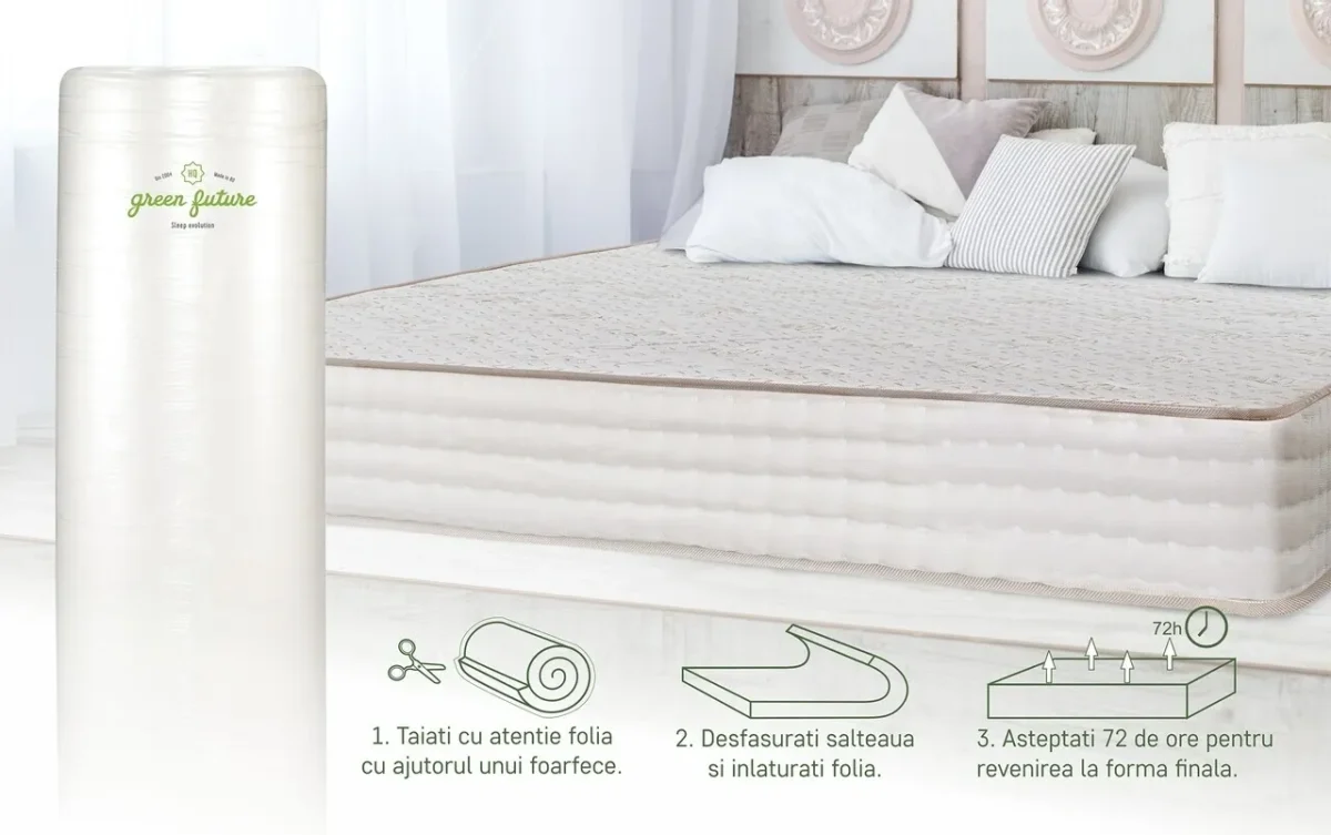 Saltea Premium 140x190 cm Organic Cotton Pocket Memory 7 Zone de Confort