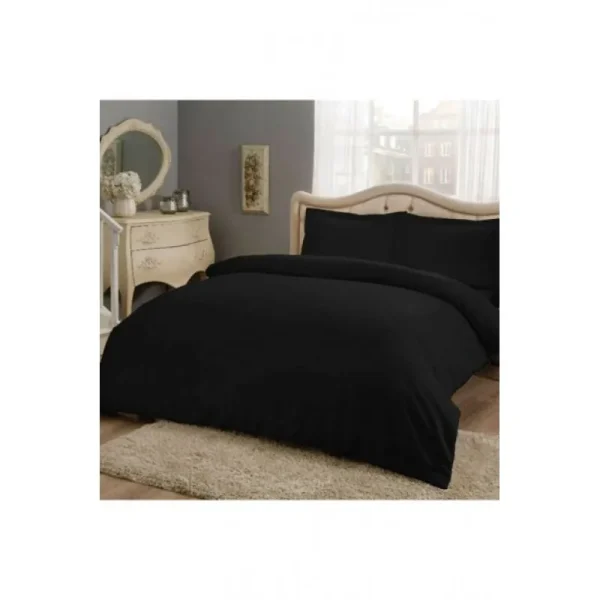 Lenjerie king size Basic Negru 100% bumbac satinat TAC Mako