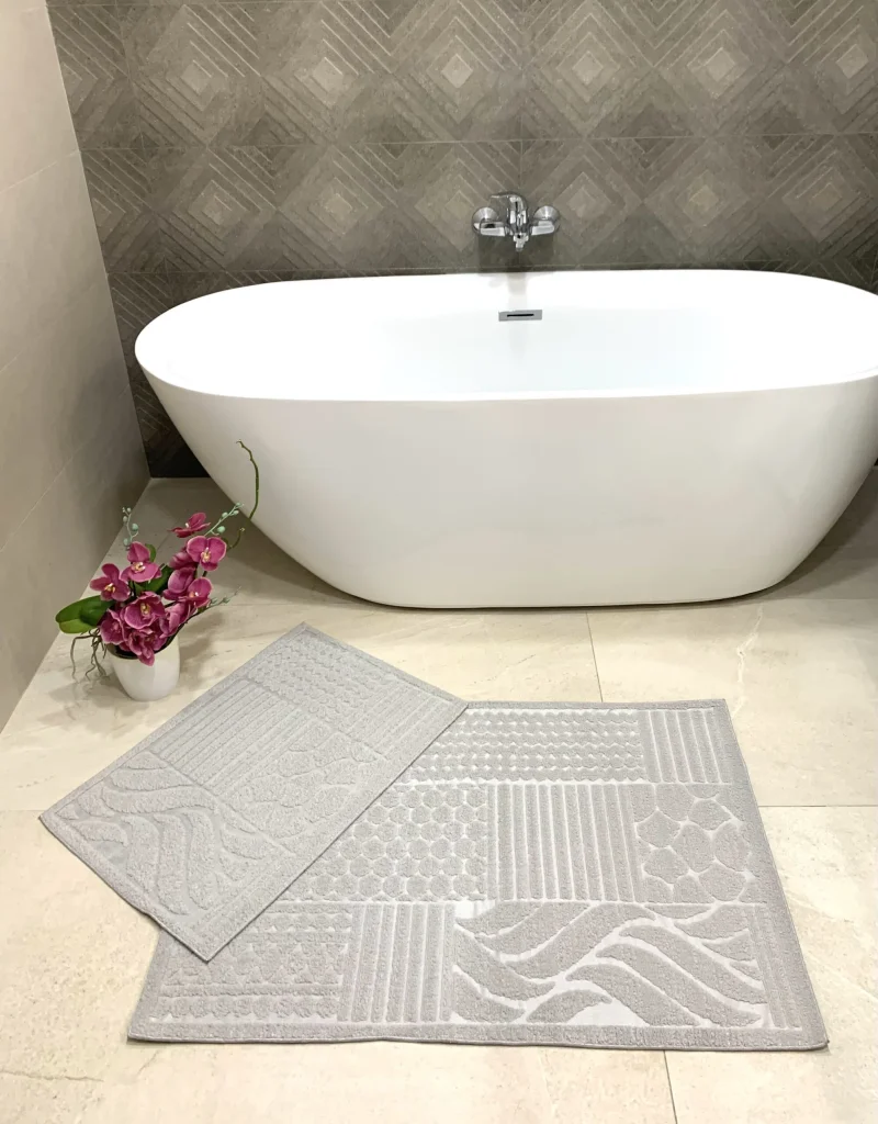 Set 2 Covorase de Baie Linii Gri Bah