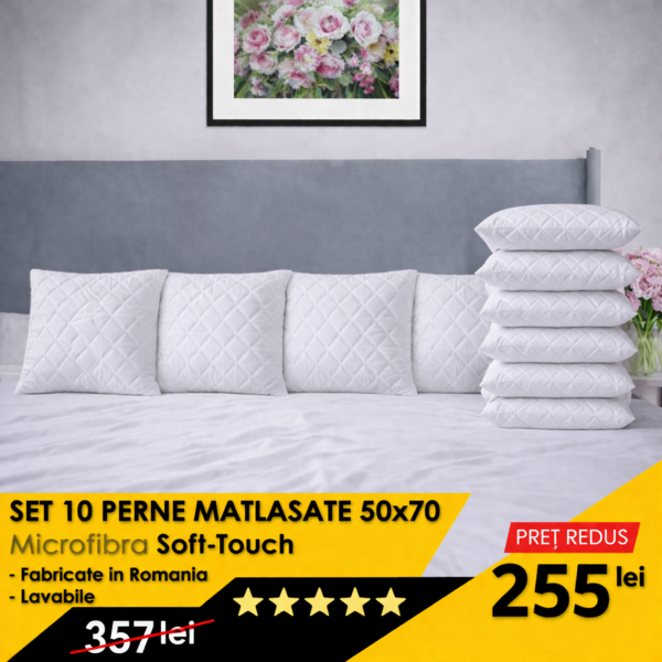 Set 10 Perne matlasate Hypo-Alergice 50x70cm