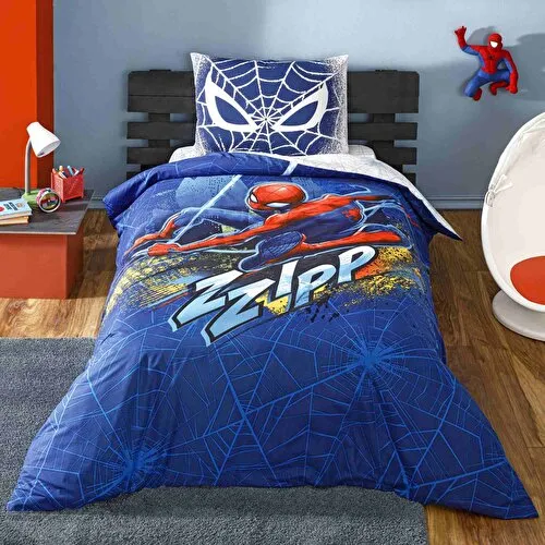 Lenjerie TAC Disney pentru copii 100% bumbac Spiderman Blue City