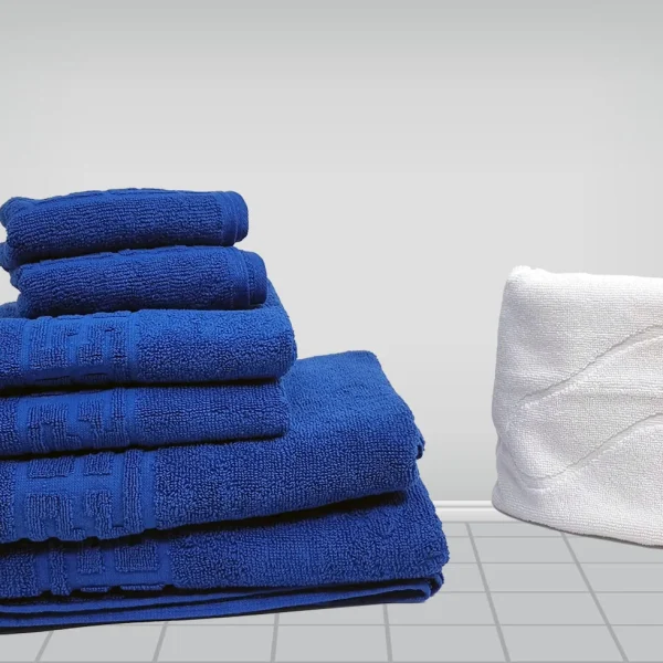 Set 7 Prosoape Bumbac Pakistanez Greek Border Royal Blue