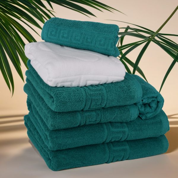 Set 7 Prosoape Bumbac Pakistanez Greek Border Green Dark