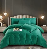 Lenjerie king size cu elastic Damasc Finet 6 piese Verde