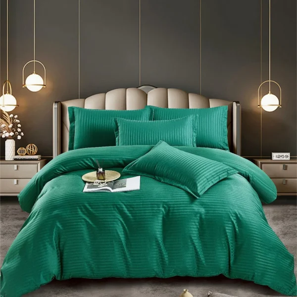 Lenjerie king size cu elastic Damasc Finet 6 piese Verde