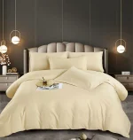 Lenjerie king size cu elastic Damasc Finet 6 piese Crem