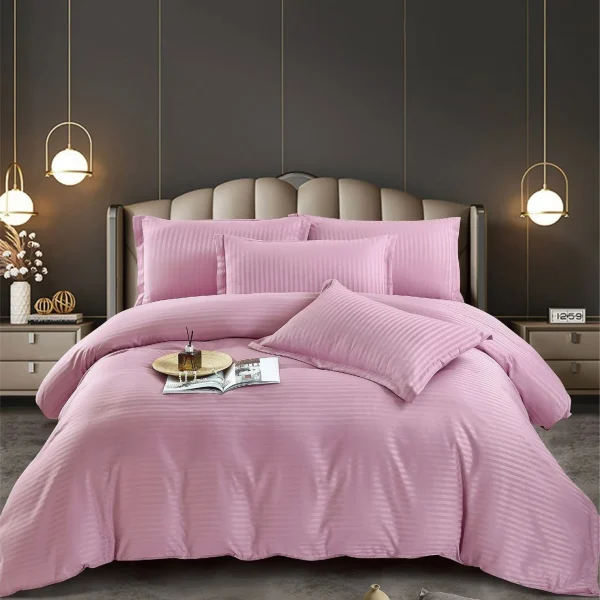 Lenjerie king size cu elastic Damasc Finet 6 piese Lila