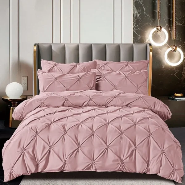 Lenjerie dublă cu pliuri finet Deluxe 6 piese Roz prafuit LDPF18