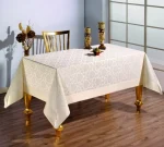 Față de masă 140x200 cm Jaquard Damasc cu imprimeu tesut Crem