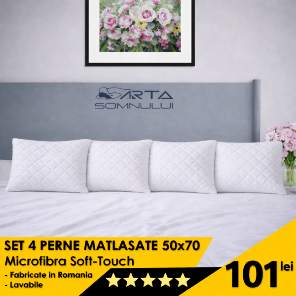 Set 4 Perne Matlasate 50x70cm Microfibra Soft-Touch