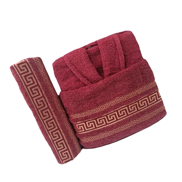 Set de baie Halat + 2 Prosoape Bumbac SB-Rosu