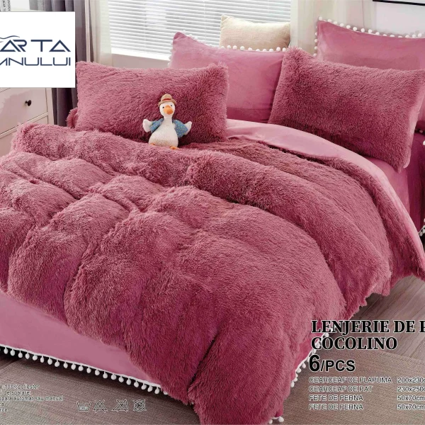 Lenjerie pat Cocolino Fluffy 6 Piese LCF-Roz