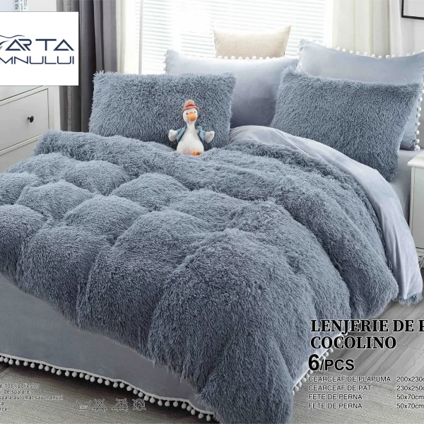 Lenjerie pat Cocolino Fluffy 6 Piese LCF-Antracit