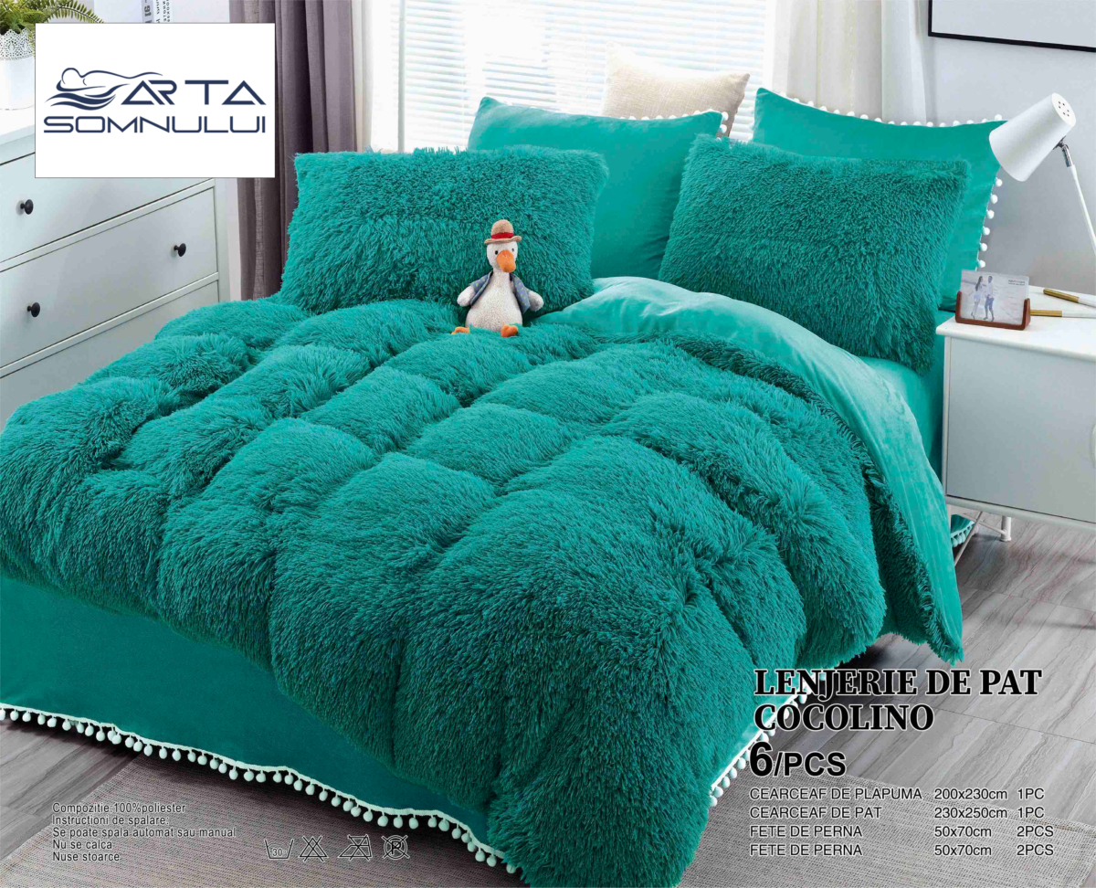 Lenjerie pat Cocolino Fluffy 6 Piese LCF-Verde