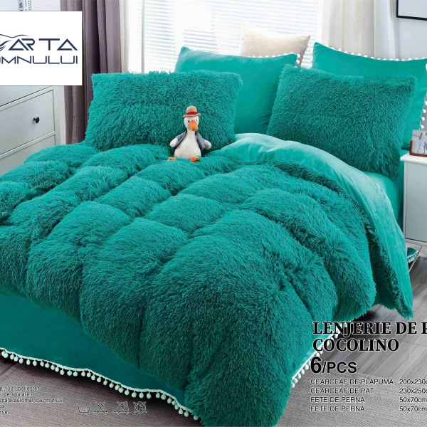 Lenjerie pat Cocolino Fluffy 6 Piese LCF-Verde