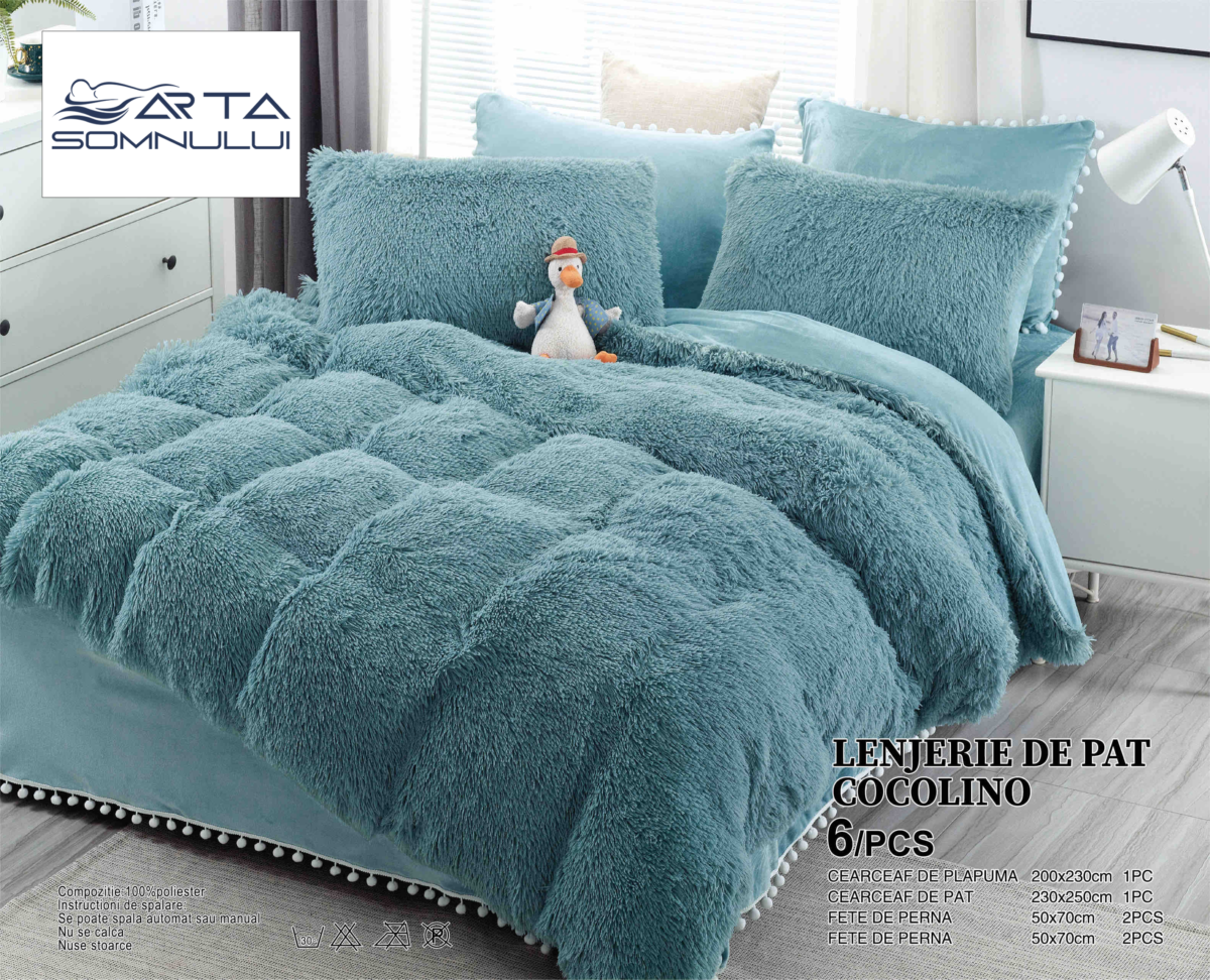 Lenjerie pat Cocolino Fluffy 6 Piese LCF-Bleu