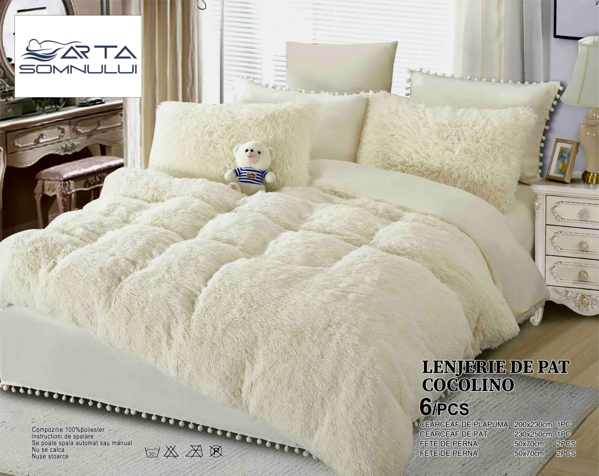 Lenjerie pat Cocolino Fluffy 6 Piese LCF-Crem