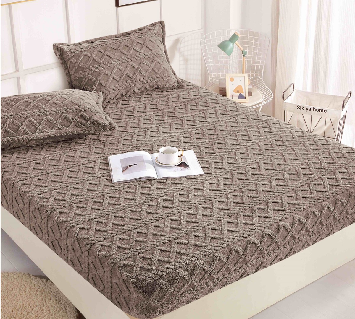 Husa pat cu elastic 180x200 Cocolino Tricot + 2 fete perna HCT-Bej