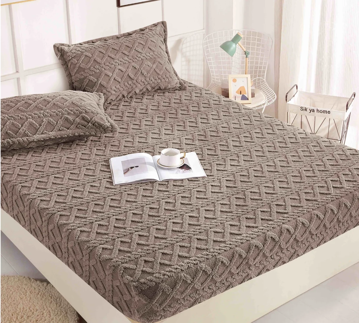 Husa pat cu elastic 180x200 Cocolino Tricot + 2 fete perna HCT-Bej