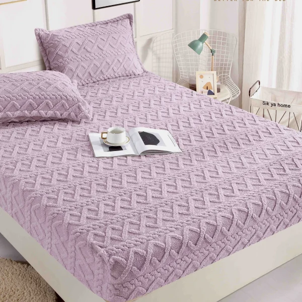 Husa pat cu elastic 180x200 Cocolino Tricot + 2 fete perna HCT-Lila